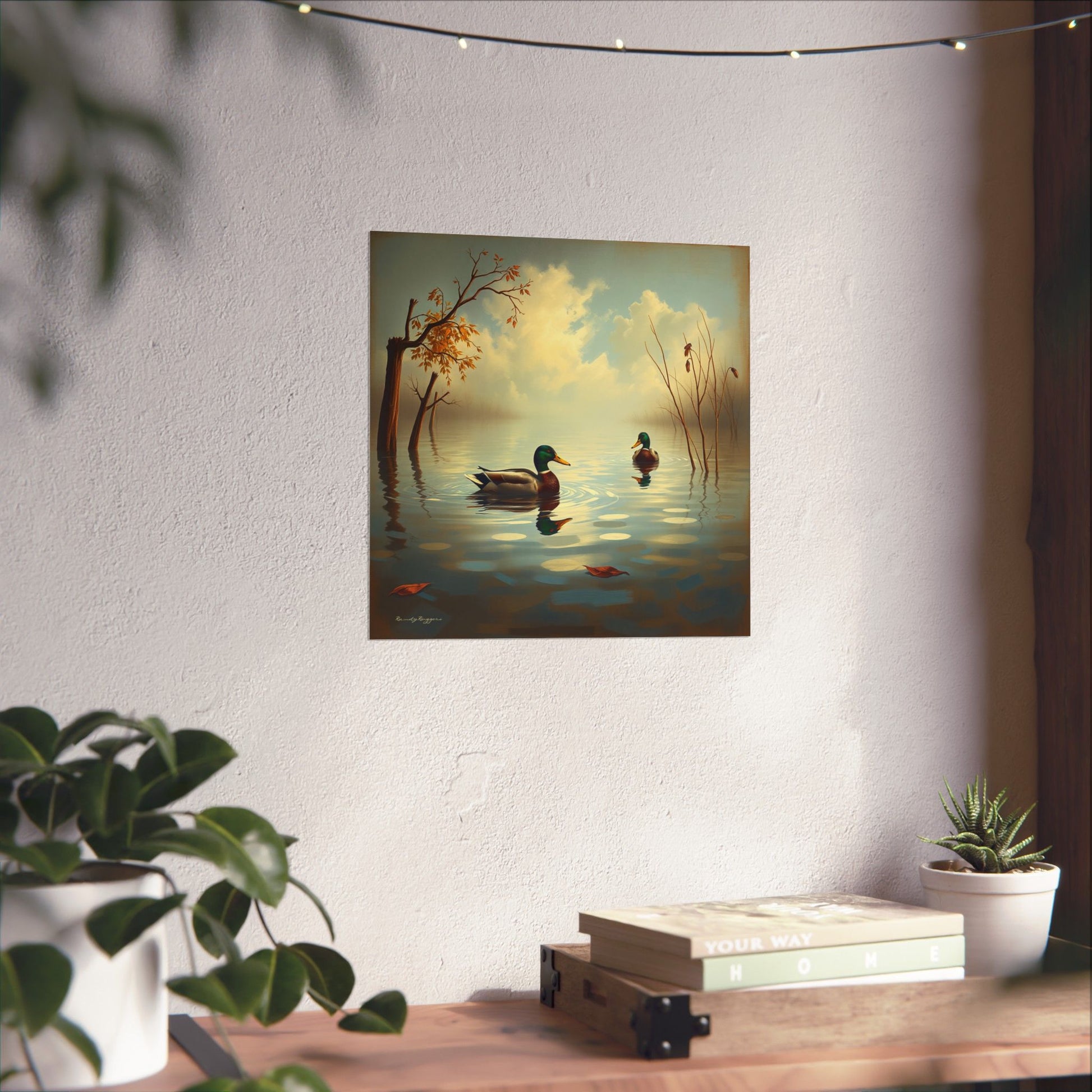 Mallards in flooded waters Print