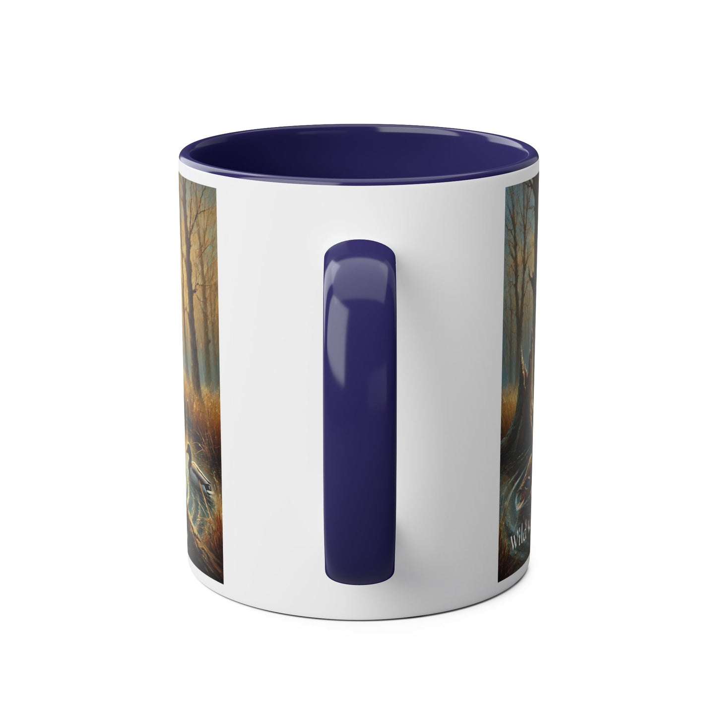 Mallard Ducks Print Two-Tone Coffee Mugs, 11oz