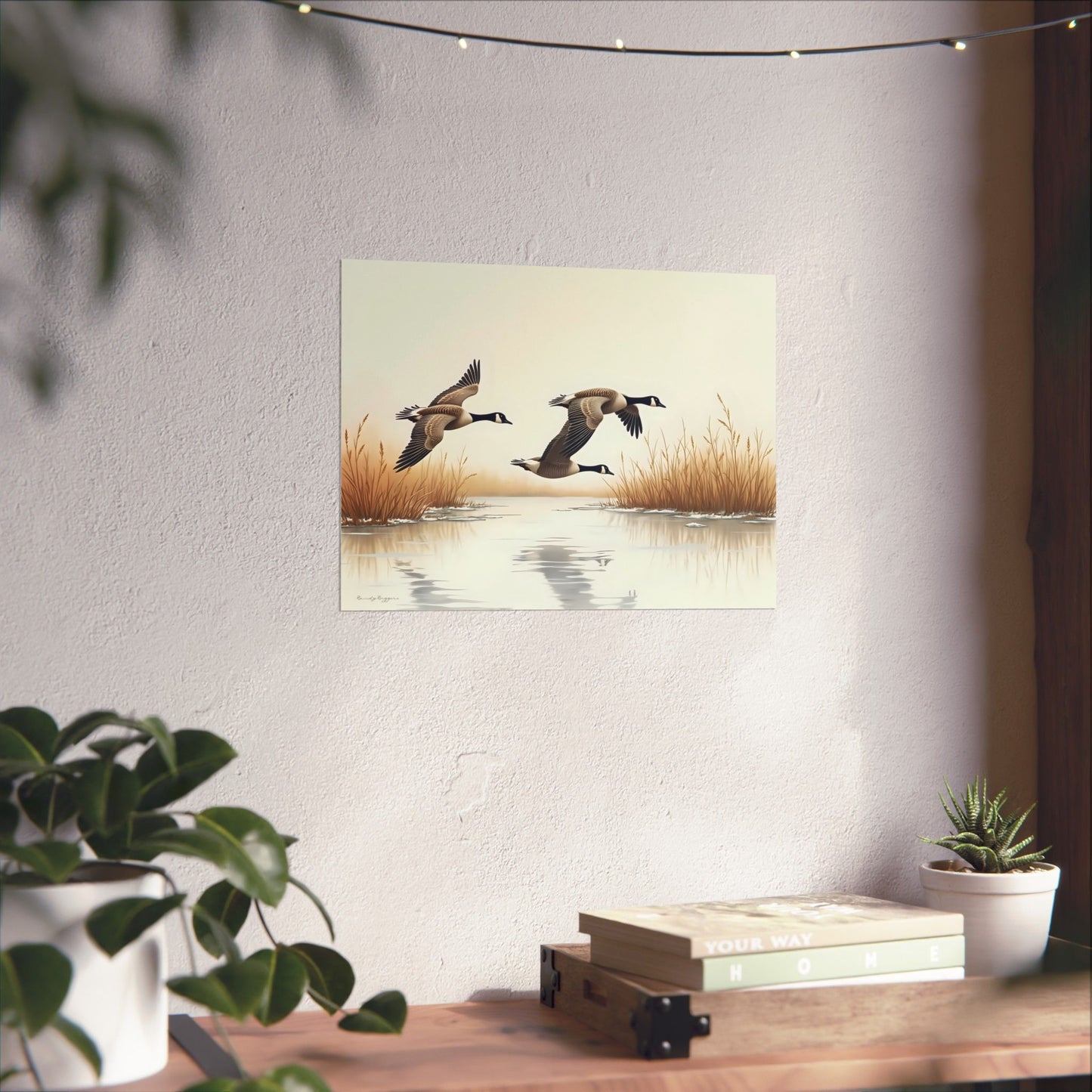 Hazy Skies, Canadian Geese Soar Print