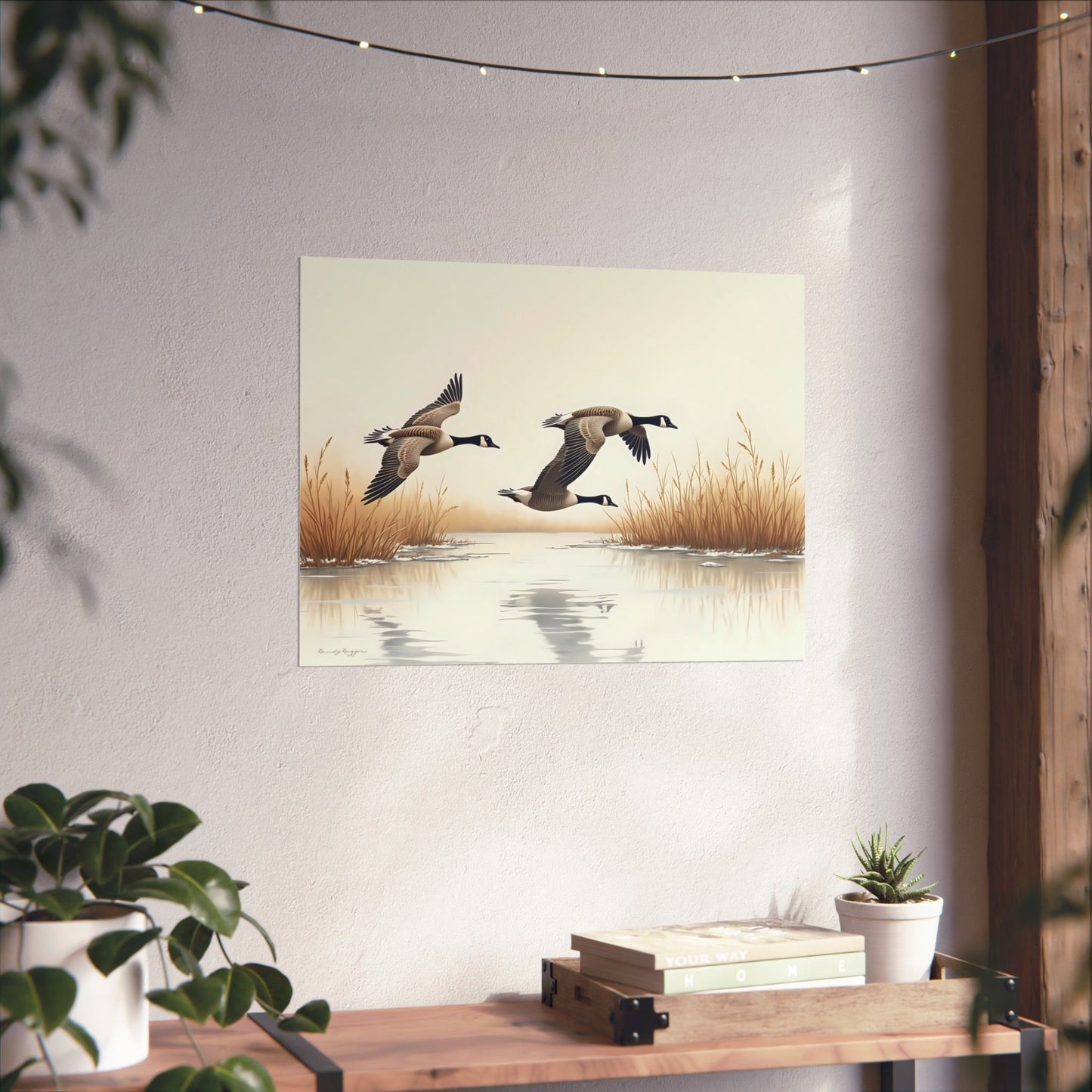 Hazy Skies, Canadian Geese Soar Print