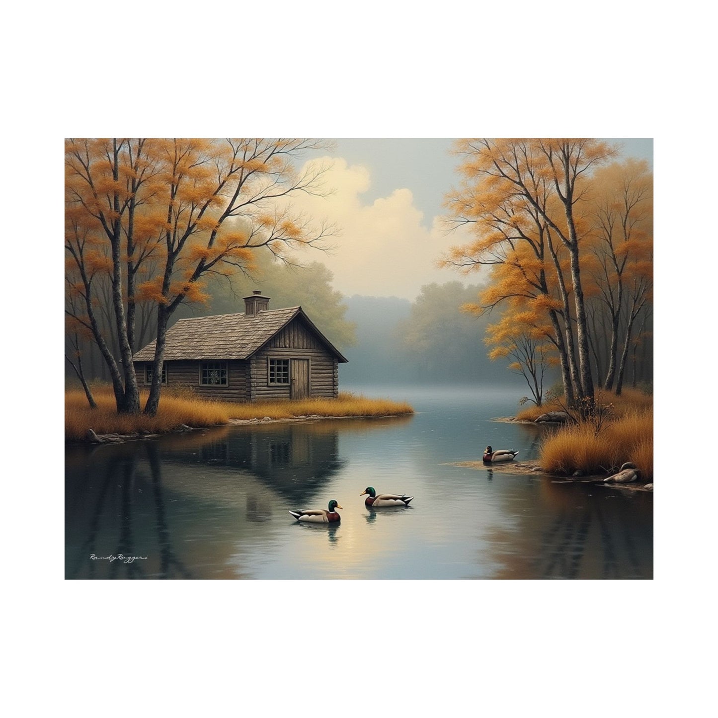 Serenity by the Water Weathered Cabin Print