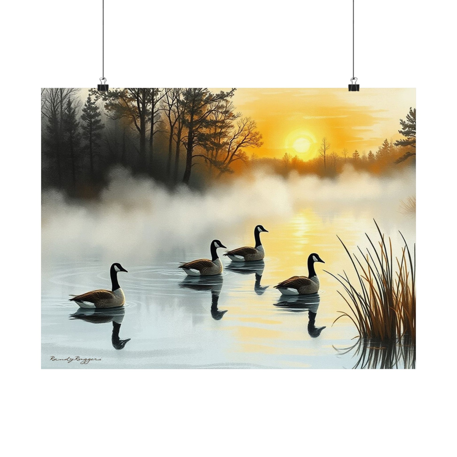 Foggy Morning Glide Canadian Geese Print