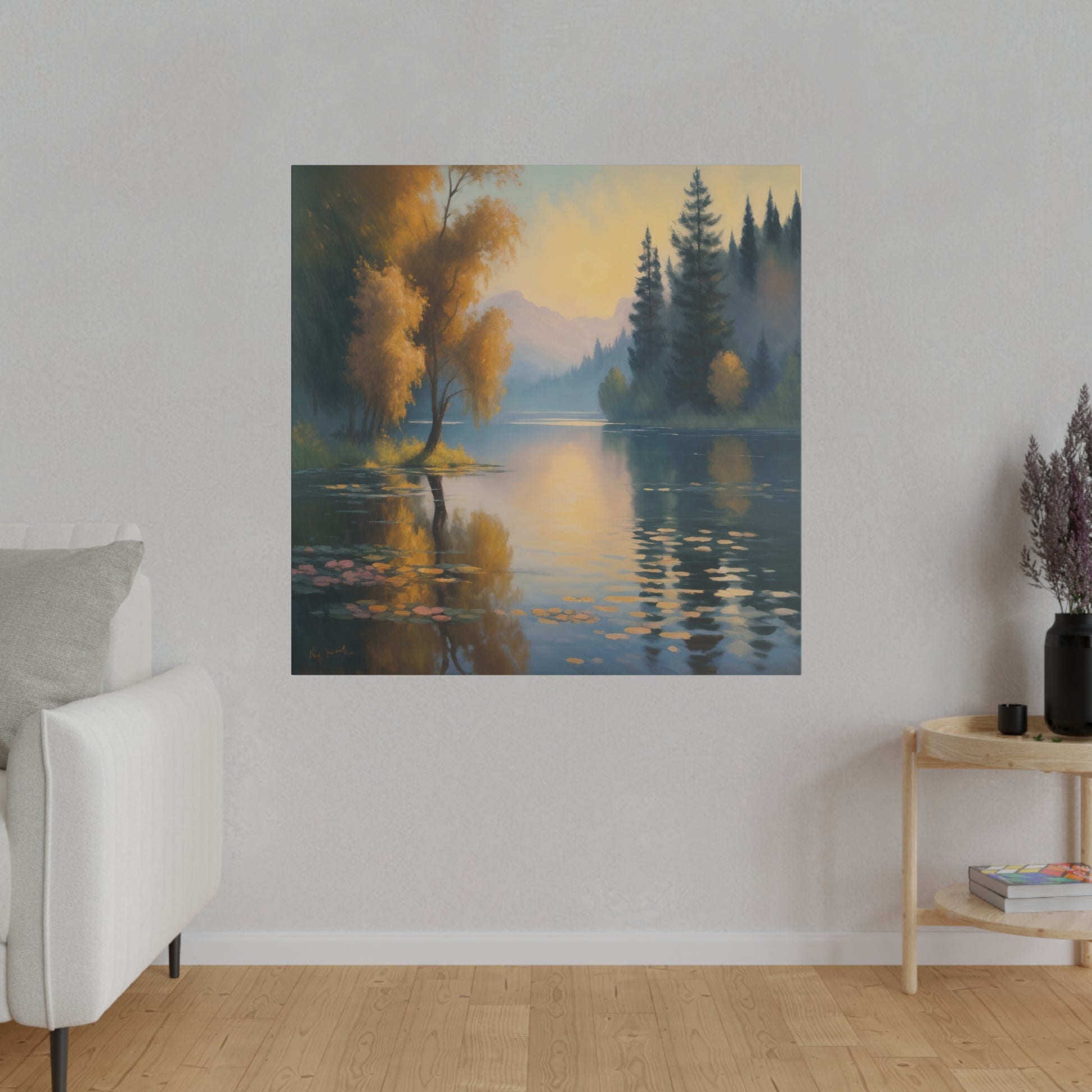 Serene Morning on a Tranquil Lake Print