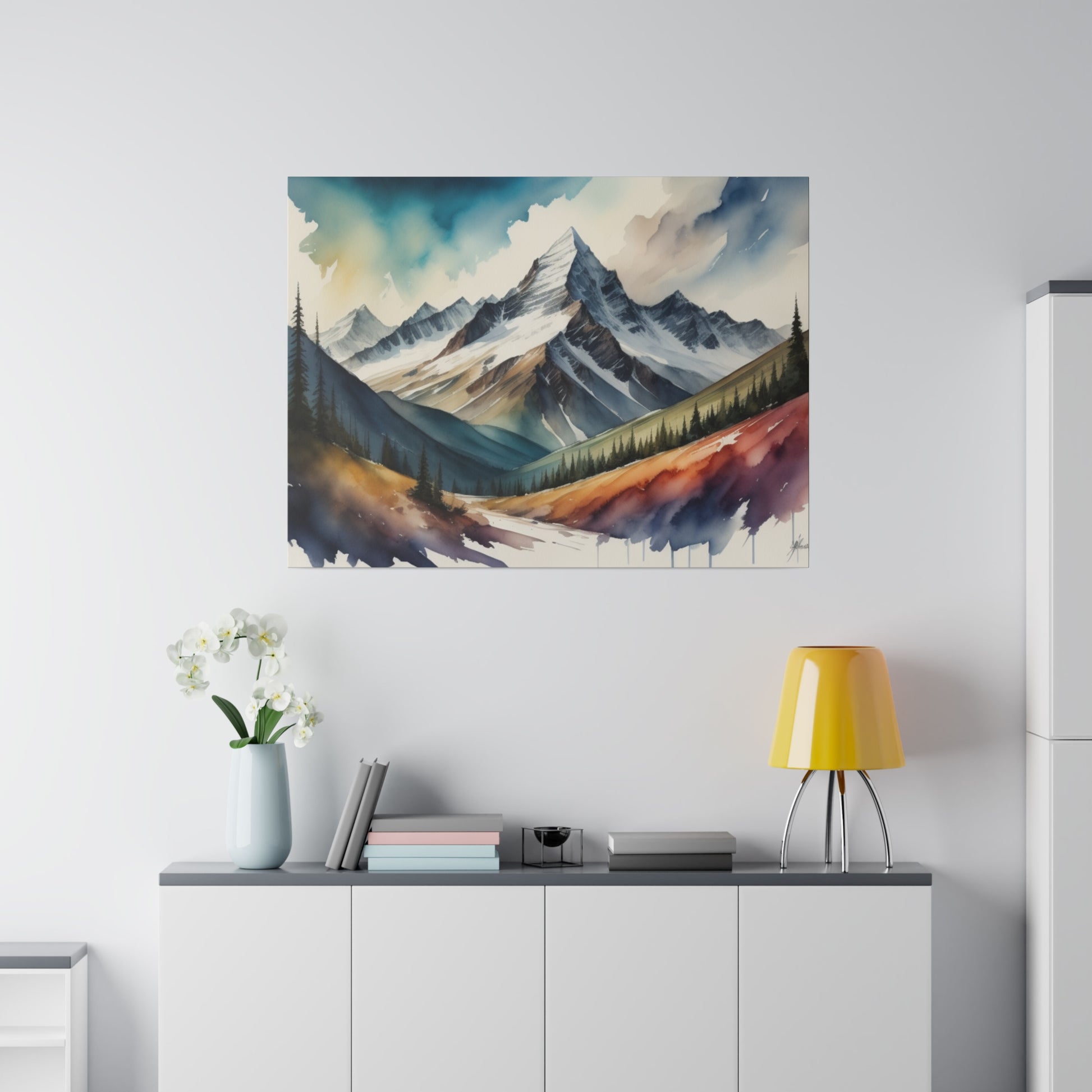 This abstract watercolor Southern Alps print is a striking addition to any home or office, perfect for nature lovers and art enthusiasts alike. It brings the majestic allure of the mountains into your space with a modern, artistic twist.