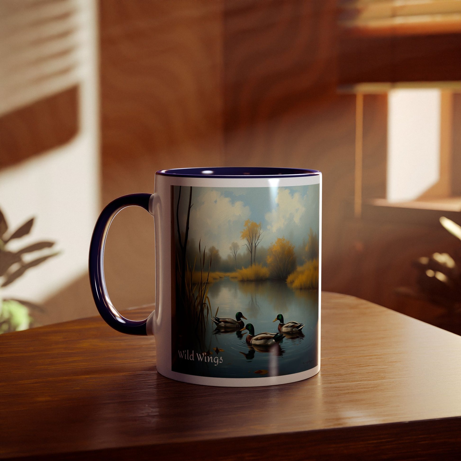 Duck Print Two-Tone Coffee Mugs, 11oz