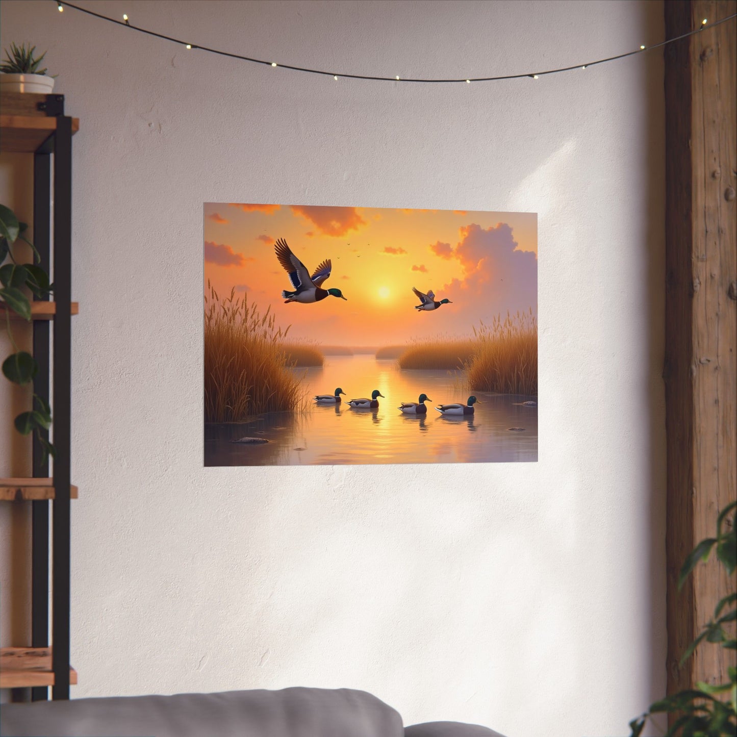 Golden Morning Flight Mallard Duck Print