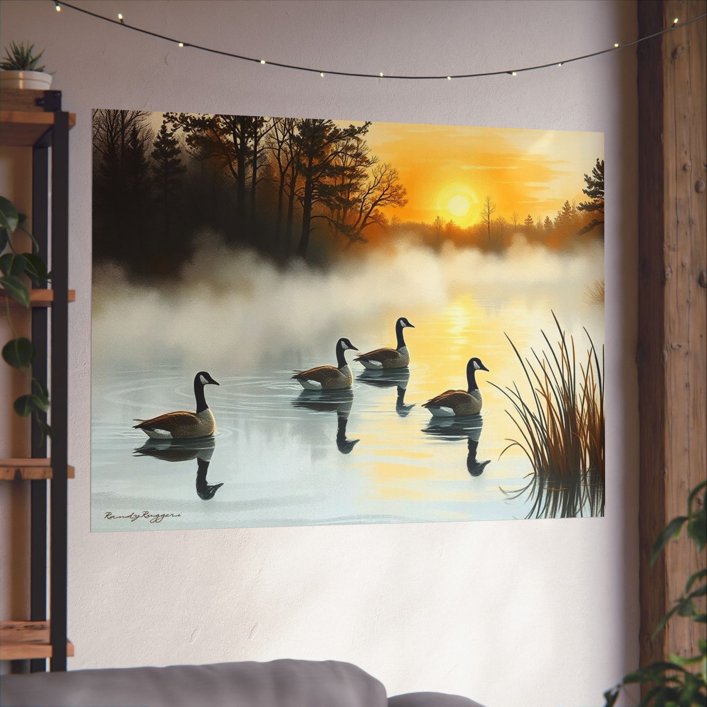 Foggy Morning Glide Canadian Geese Print