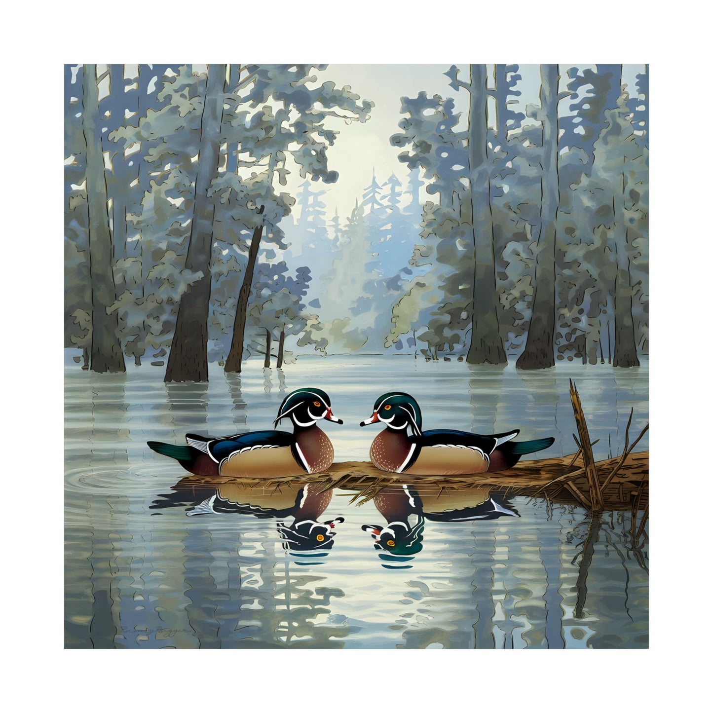 Roosting Wood Ducks Print