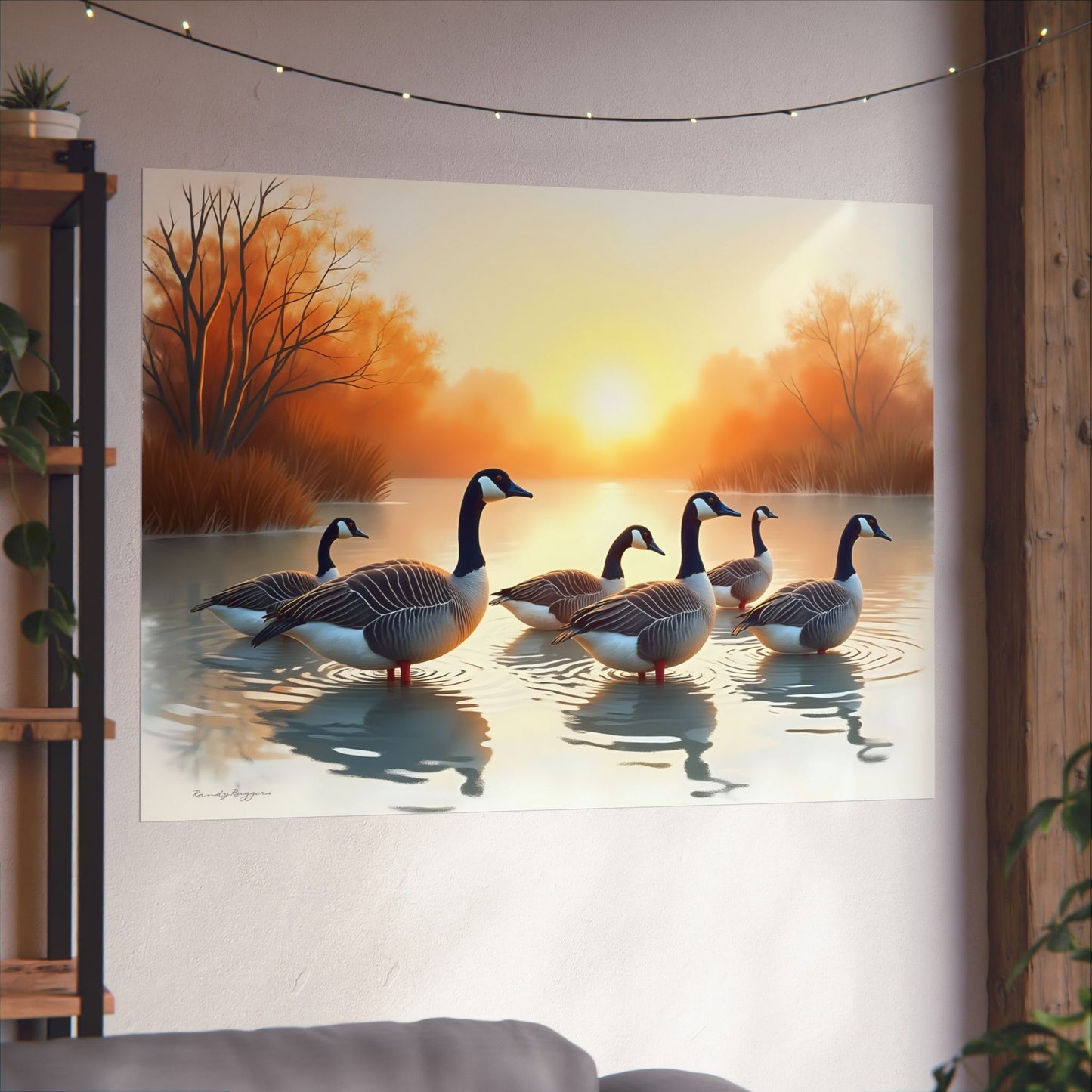 Golden Hour Gathering, Canadian Geese Print