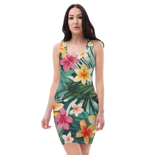 Tropical Hawaiian Print Bodycon dress