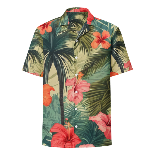 Unisex button shirt Tropical Print | Hawaiian Printed Button Down Shirt